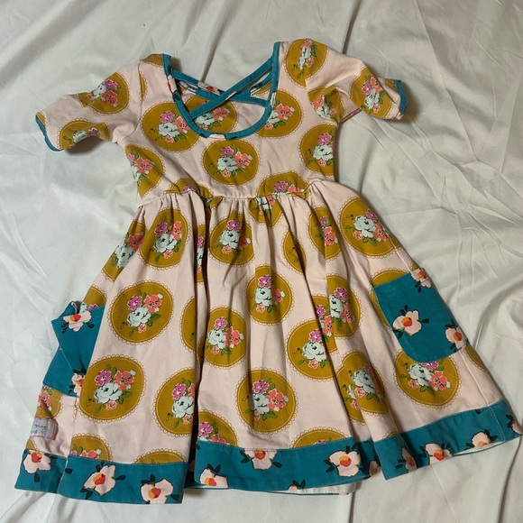 SWEET HONEY Boutique DRESS PINK/TURQUOISE SIZE 3T Floral Cottagecore Shabby Chic - Picture 8 of 13
